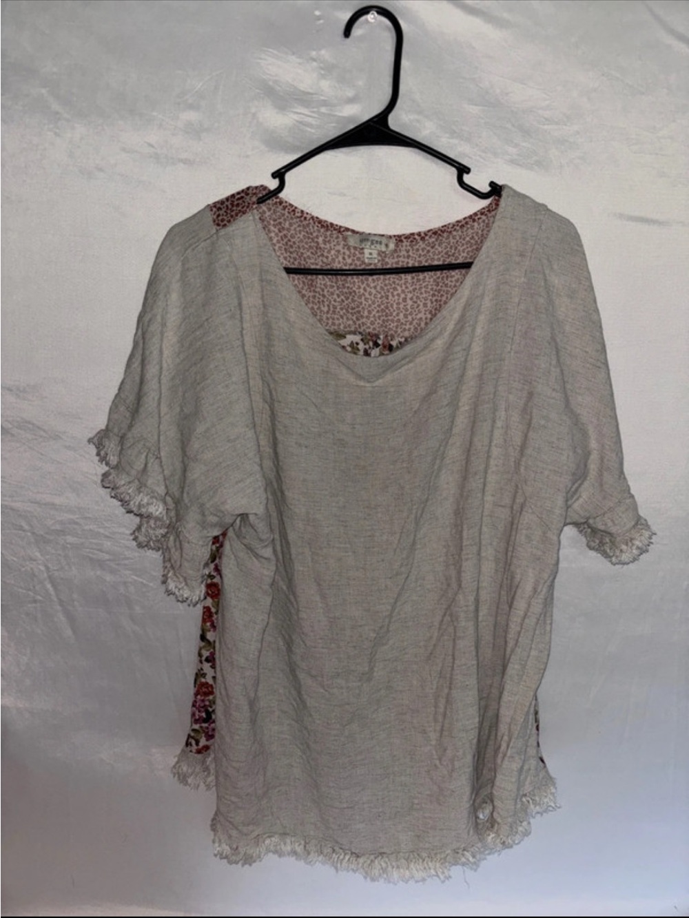 Umgee Cream Textured Short Sleeve Tunic with Fringe
